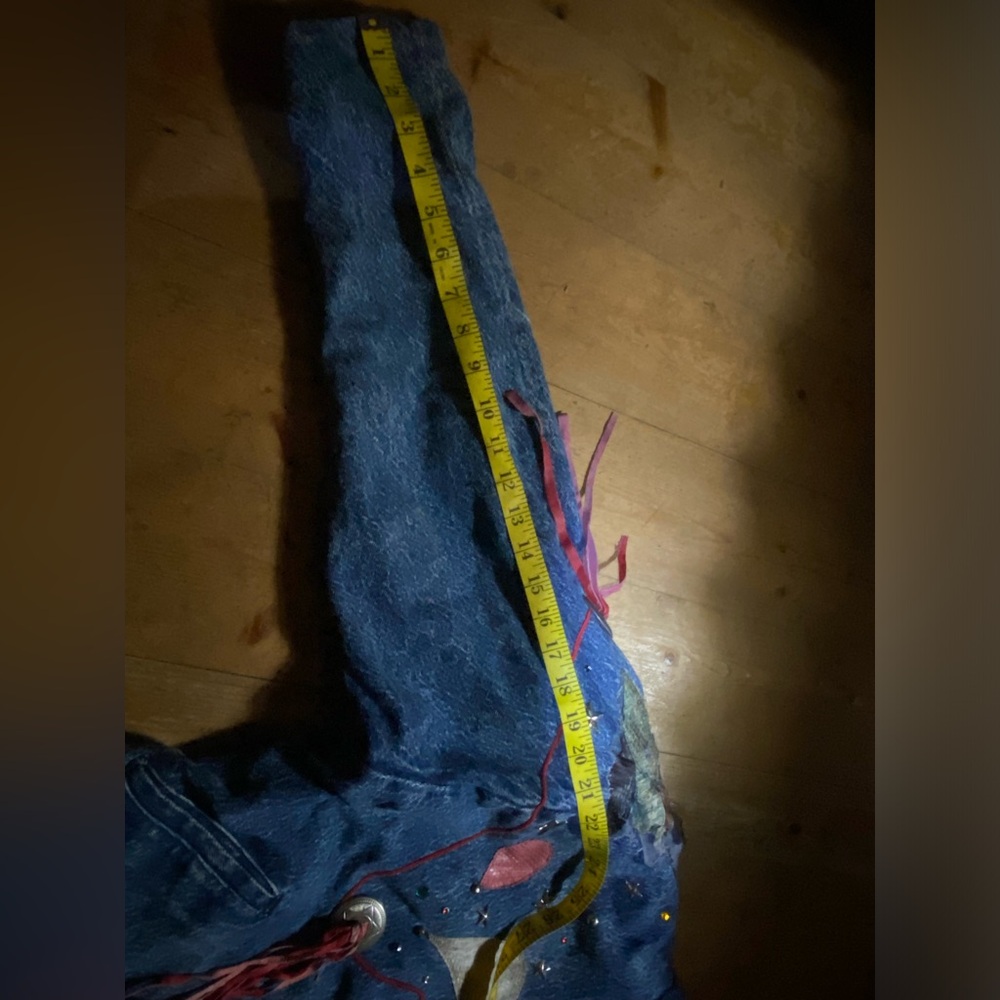 Vintage Denim Rodeo Jacket with Red leather Accents - Picture 13 of 14